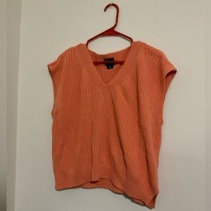 US Size 12 Orange V Neck Sweater Short Sleeve Thick For Fall or Winter OVERSIZED